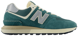 New Balance: Зелёные кроссовки  574