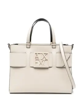 Armani Exchange: Светлая сумка-шоппер 