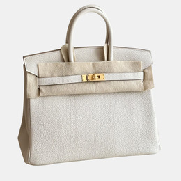 Hermes: Белая сумка-шоппер  Birkin 25