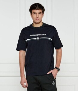 Armani Exchange: Синяя футболка 