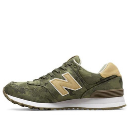 New Balance: Зелёные кроссовки  574