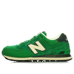 New Balance: Зелёные кроссовки  574