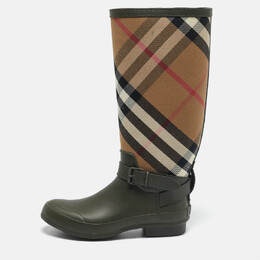 Burberry: Зелёные ботинки  Vintage Check