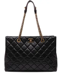 CHANEL Pre-Owned: Чёрная сумка-шоппер 