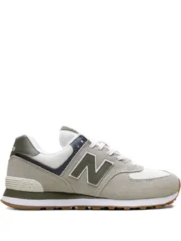 New Balance: Зелёные кроссовки  574