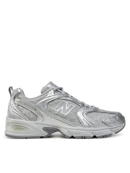 New Balance: Серые кроссовки 