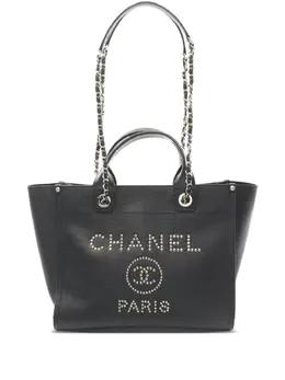 CHANEL Pre-Owned: Чёрная сумка-шоппер 