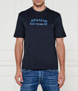 Armani Exchange: Синяя футболка 