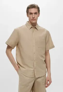 Calvin Klein Jeans: Бежевая рубашка 