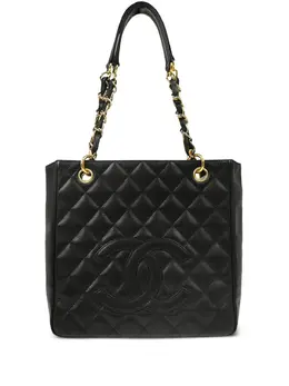CHANEL Pre-Owned: Чёрная сумка-шоппер 