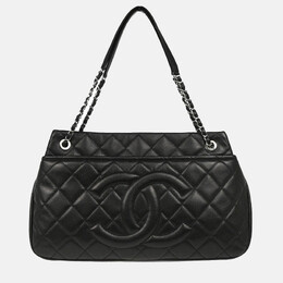 Chanel: Чёрная сумка-шоппер 