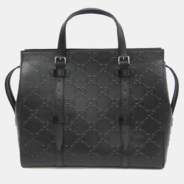 Gucci: Чёрная сумка-шоппер  GG