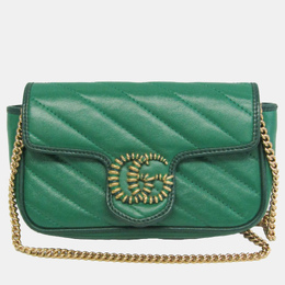 Gucci: Зелёная сумка  GG Marmont