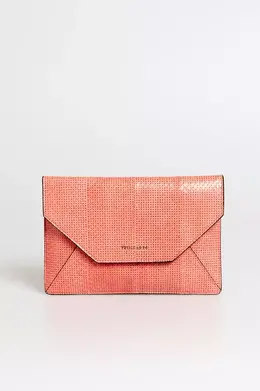 Trussardi: Розовый клатч 