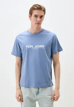Pepe Jeans: Голубая футболка 