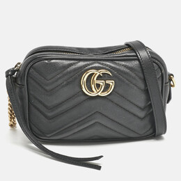 Gucci: Чёрная сумка  GG Marmont