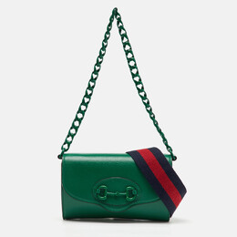 Gucci: Зелёная сумка  Horsebit 1955