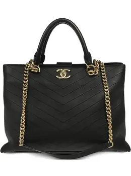 CHANEL Pre-Owned: Чёрная сумка-шоппер 