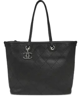 CHANEL Pre-Owned: Чёрная сумка-шоппер 