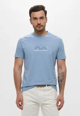Armani Exchange: Голубая футболка 