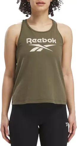 Reebok: Майка цвета хаки 