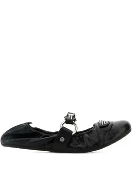 Balenciaga: Чёрные балетки 