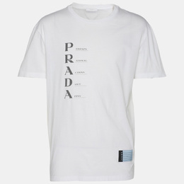 Prada: Белая футболка 