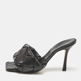 Bottega Veneta: Чёрные сандалии  Intrecciato