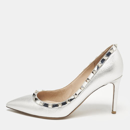 Valentino: Серебристые туфли  Rockstud
