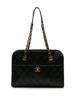 CHANEL Pre-Owned: Чёрная сумка-шоппер 