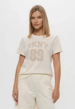 DKNY: Бежевая футболка 