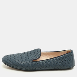 Bottega Veneta: Голубые балетки  Intrecciato