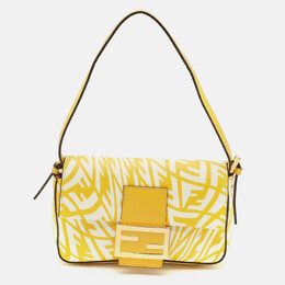 Fendi: Жёлтая сумка  Baguette