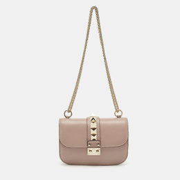Valentino: Бежевая сумка  Rockstud