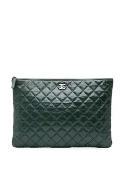 CHANEL Pre-Owned: Зелёный клатч 
