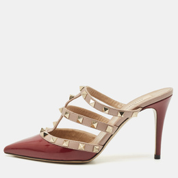 Valentino: Бордовые сандалии  Rockstud