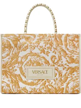 Versace: Белая сумка-шоппер  Barocco