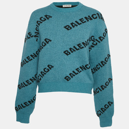 Balenciaga: Голубой свитер 