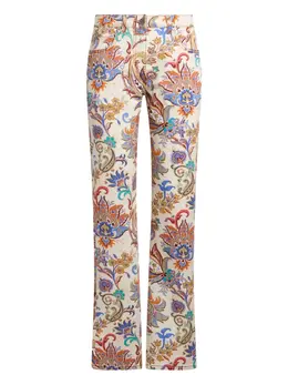 ETRO: Джинсы с растительным принтом 