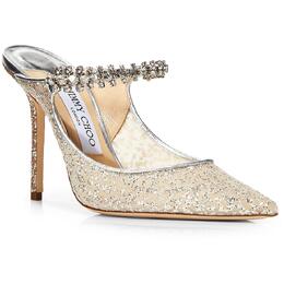 JIMMY CHOO: Серебристые сабо  Bing 100