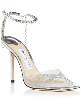 JIMMY CHOO: Серебристые сандалии  Saeda