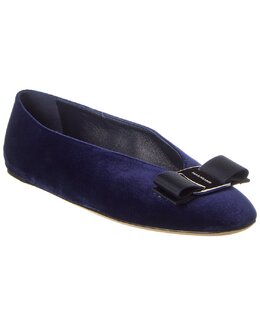 Salvatore Ferragamo: Синие балетки  Vara