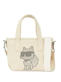 Karl Lagerfeld: Бежевая сумка-шоппер  Choupette