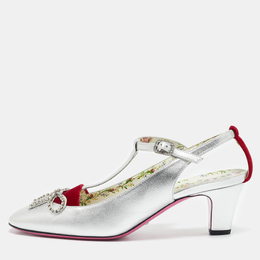 Gucci: Серебристые туфли 
