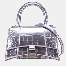 Balenciaga: Серебристая сумка  Hourglass XS