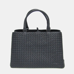 Bottega Veneta: Синяя сумка-шоппер  Intrecciato