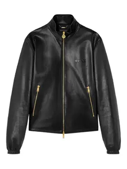 Versace: Кожаная куртка 