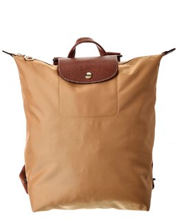 Longchamp: Коричневый рюкзак  Le Pliage Original