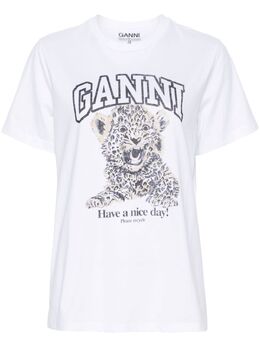 GANNI: Белая футболка 