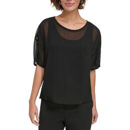 DKNY: Чёрная блуза 